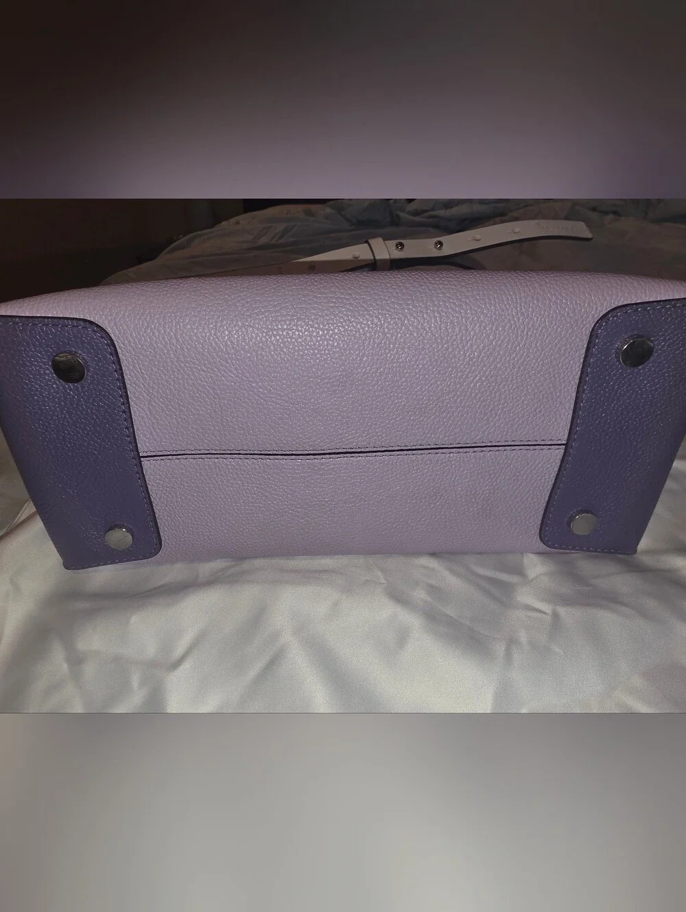 Michael Kors Mercer Large Lavender and Purple Leather Satchel with Cream Handles